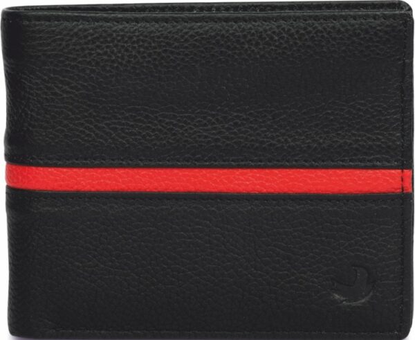 Leather Wallet with Zipped Coin Compartment & Coloured Strip