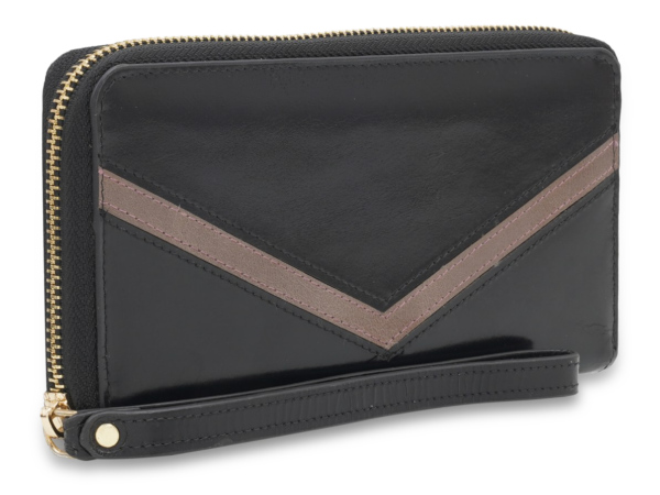 Leather Vstrip Zipped Ladies Wallet