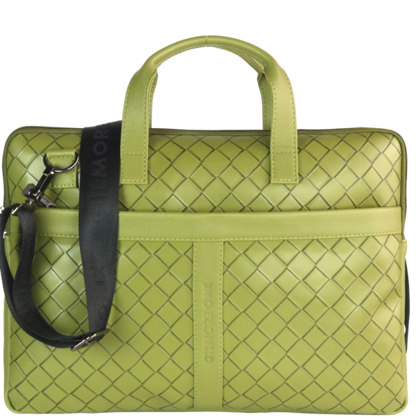 Woven Laptop Bag in Faux Leather
