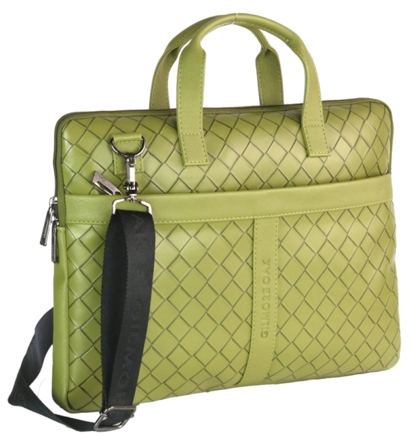 Woven Laptop Bag in Faux Leather - Image 2