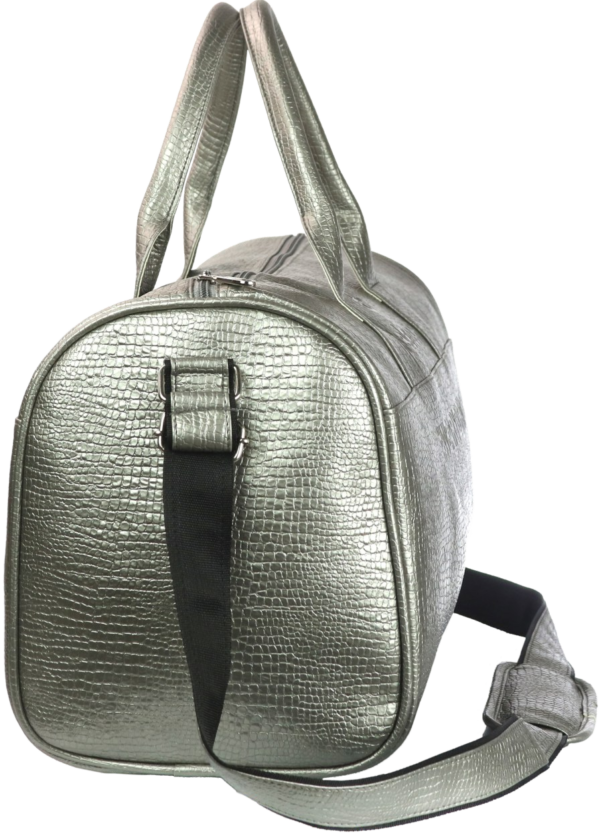 Snazzy Textured Faux Leather Duffle Bag - Image 2