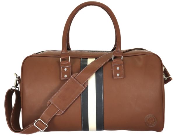 Faux Leather Travel Bag With Trim