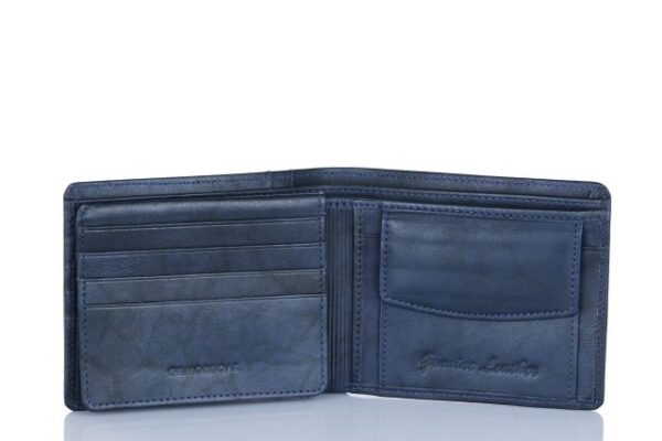 Seam Leather Top Flap Mens Wallet with Coin Compartment