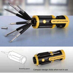 8-in-1 Folding Toolkit with 7 Led Torch