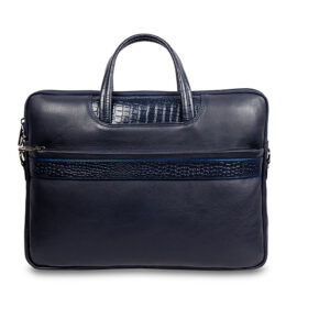 Croco & Plain Leather Laptop Bag