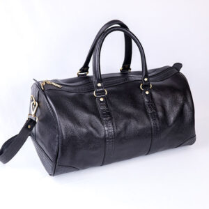 Croco Trim Leather Duffle Bag