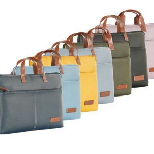 Faux Leather Handle Laptop Bag With Zipped Compartment